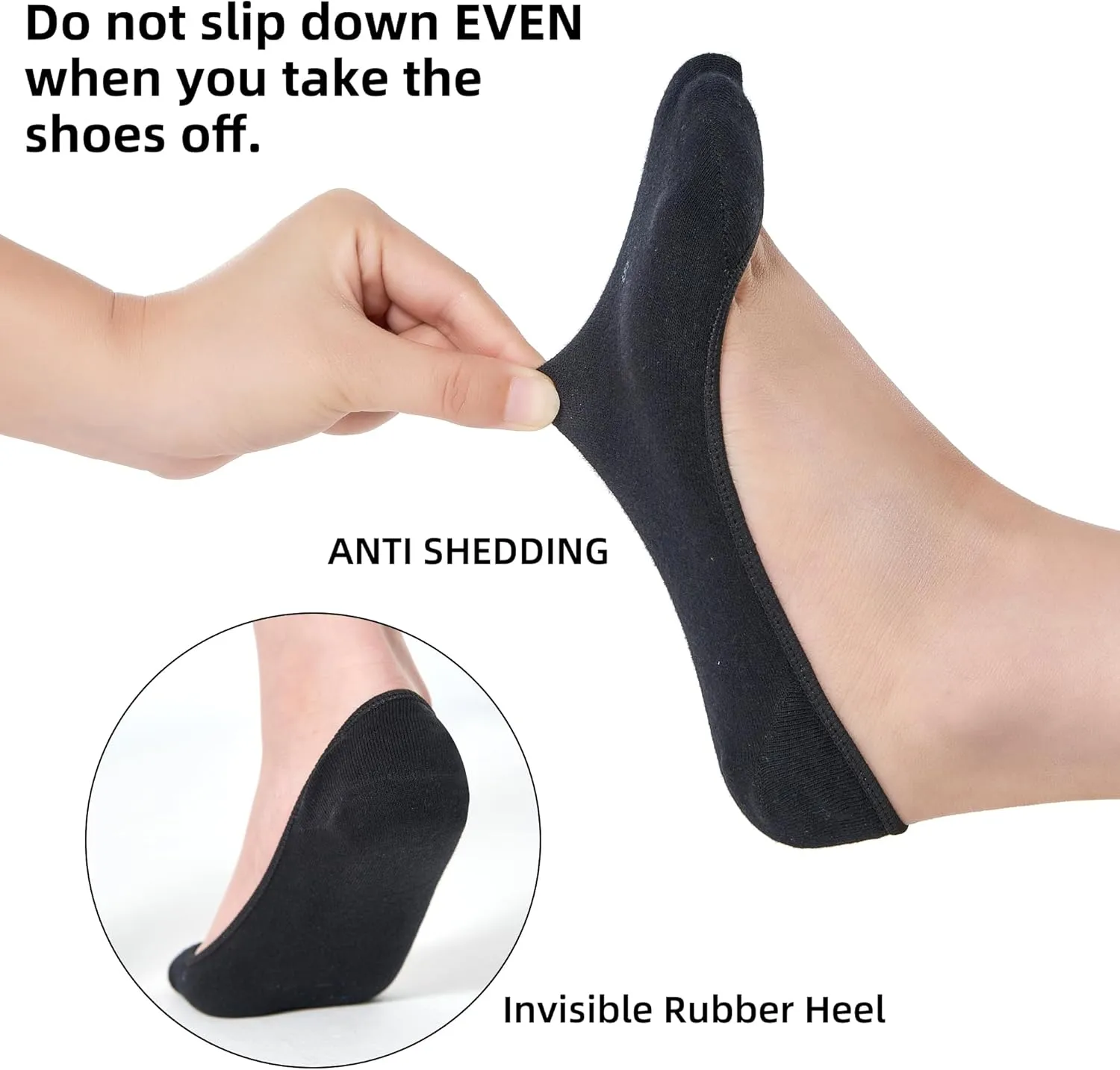 8 Pairs (4 White, 4 Black) Women's No Show Socks - Ultra Low Cut, Non-Slip Silicone Grip, Invisible Liner for Flats and Boat Shoes, US Sizes 5-9