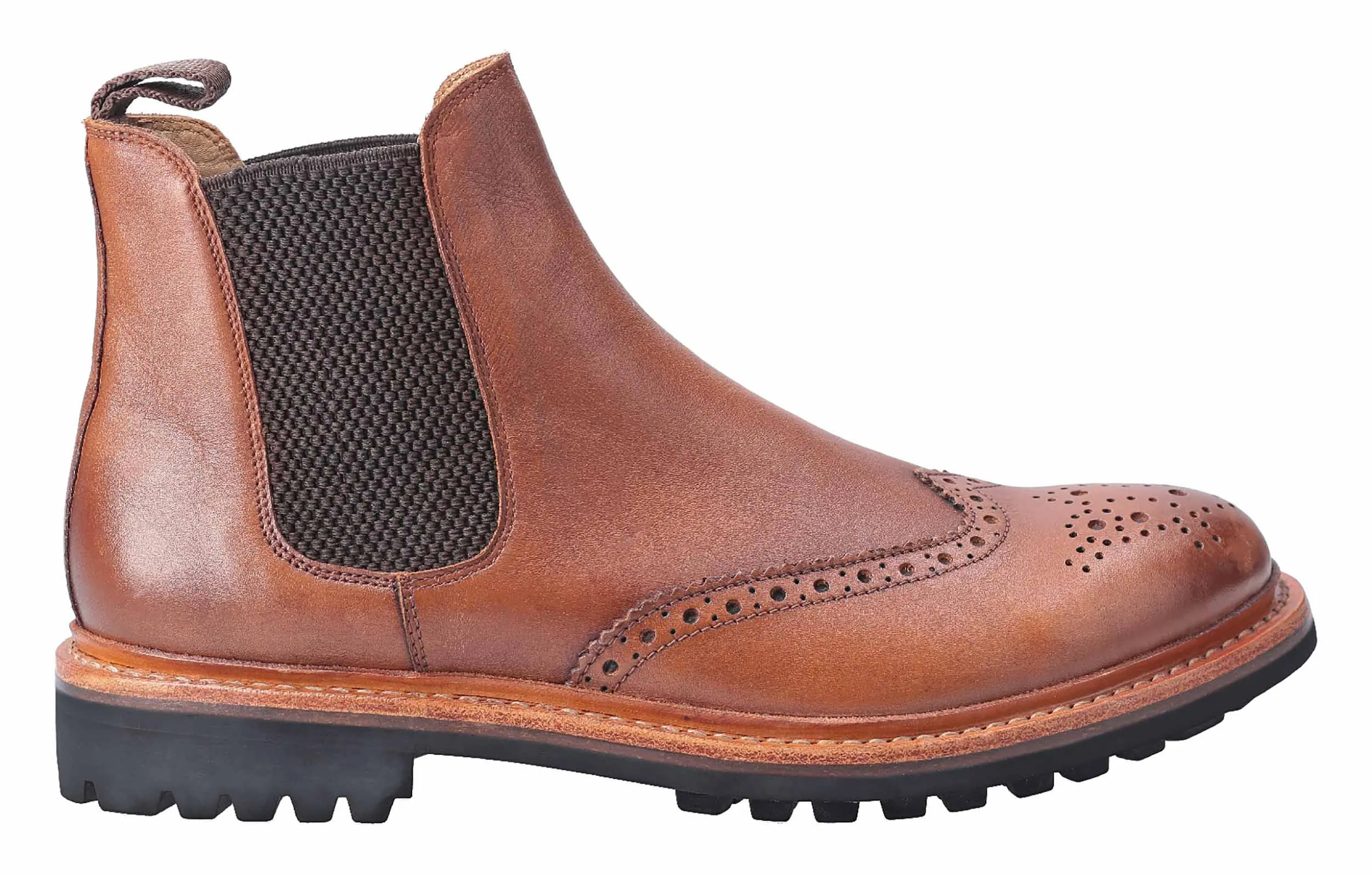Cotswold Siddington Commando Mens Brogue Chelsea Ankle Boot